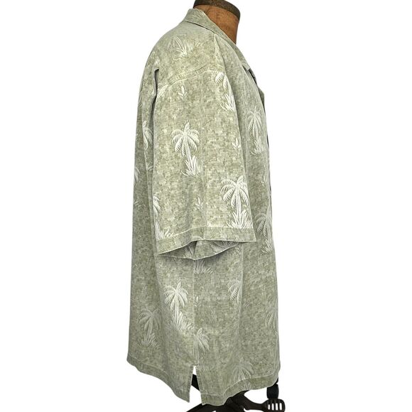 Nat Nast Silk hawaiian Shirt Green Floral Palm Tree Button Up Men Size XL - Picture 4 of 6